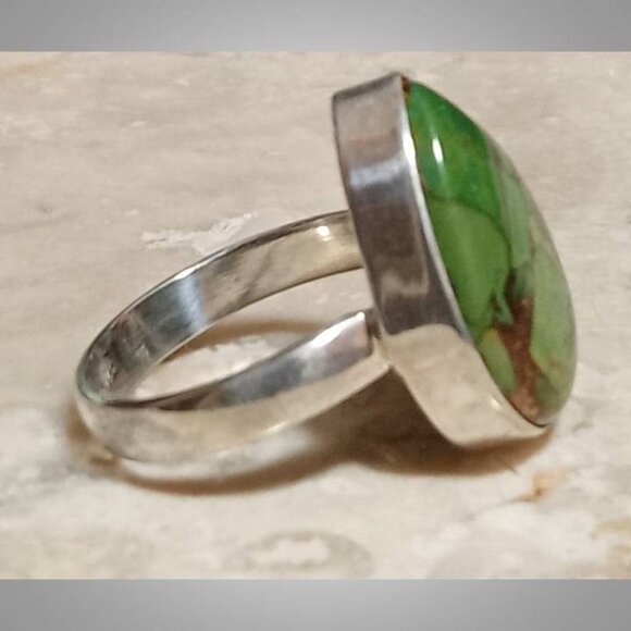 AUTHENTIC Mohave Green Turquoise sterling silver Ring sz 6 02 - Picture 2 of 7
